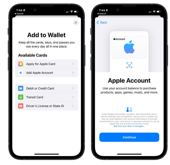 同安苹果手机维修分享iOS 15.5钱包App如何添加 Apple 账户 